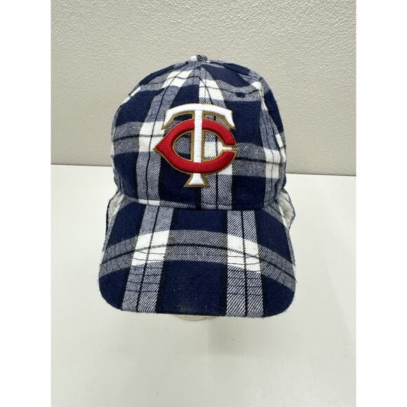 Melonwear Trapper Hat Minnesota Twins MLB Pepsi Blue Plaid Lined Winter Cap - Picture 2 of 8